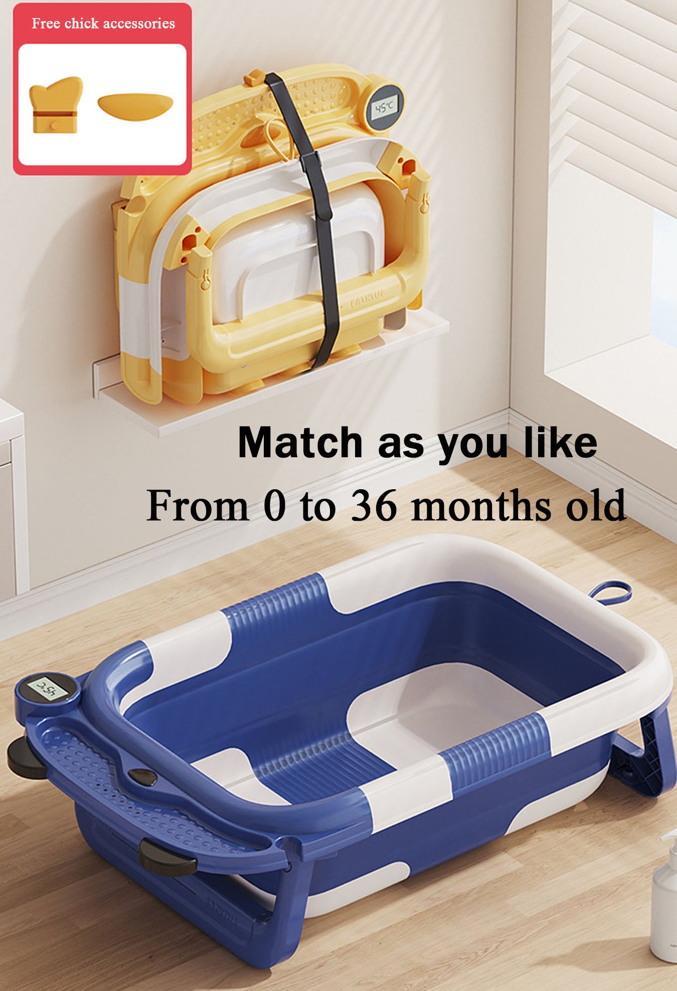 Baby twice folding bathtub