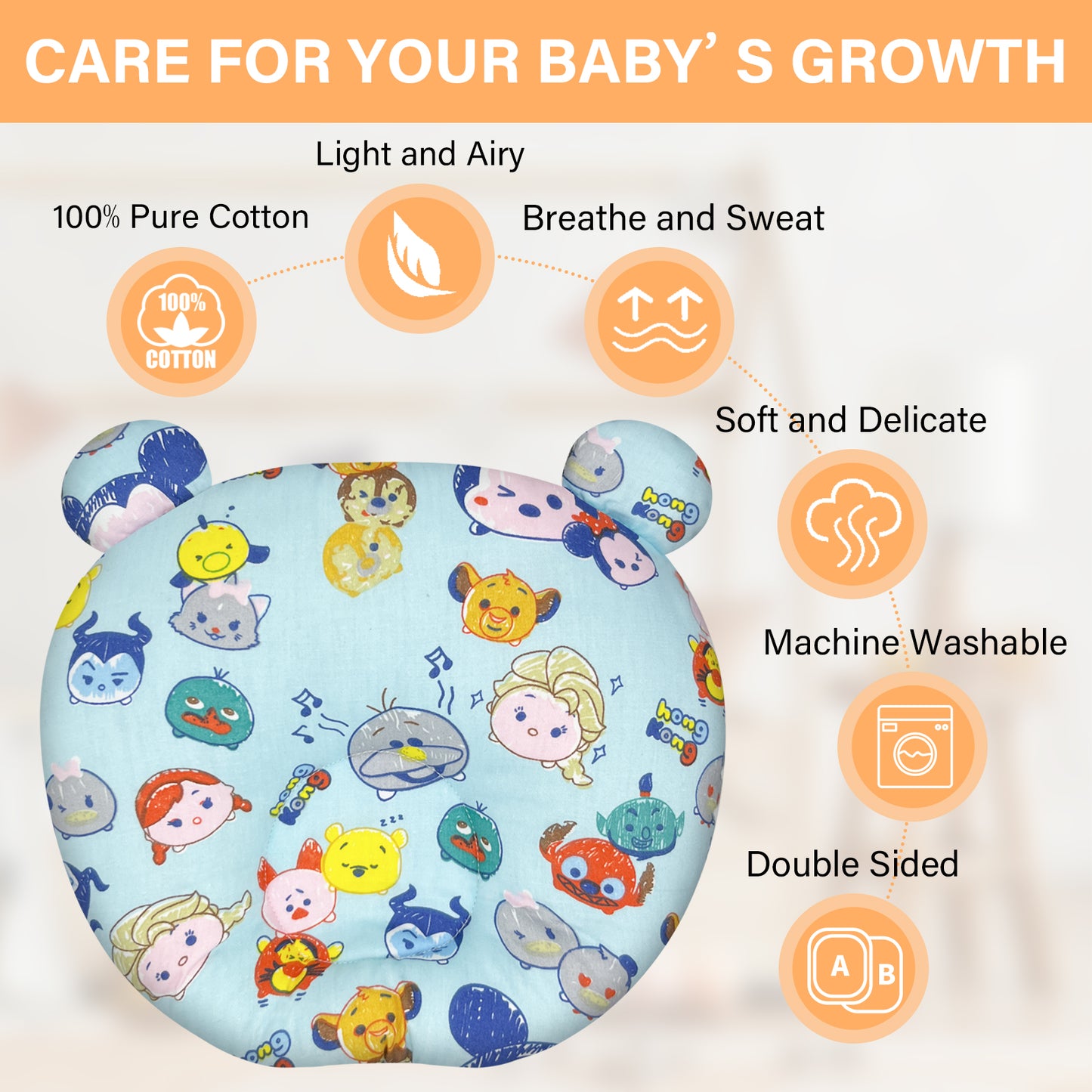 Bear shap baby pillow for newborn