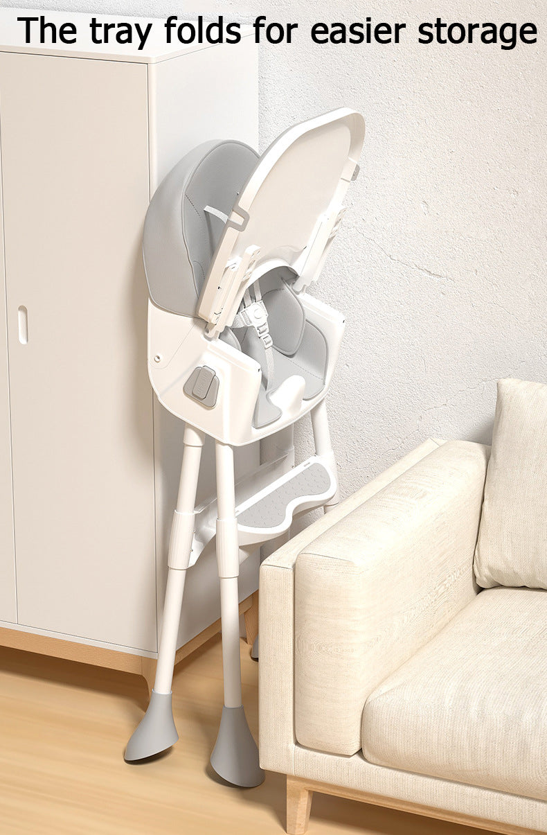 Foldable Adjustable Height Leg Easy Assembled High Chair for Age 6 Months+