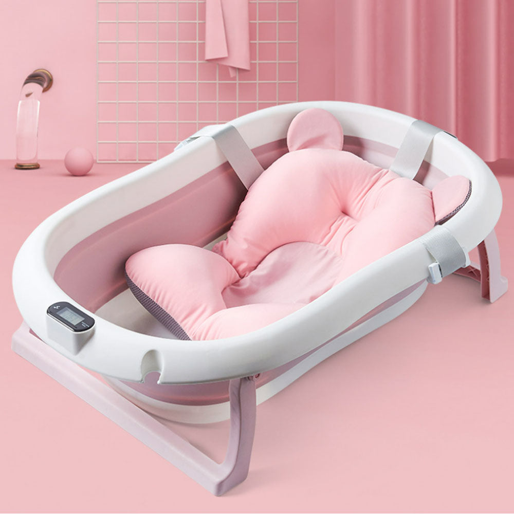 Baby bath tub set with cushions and temperature