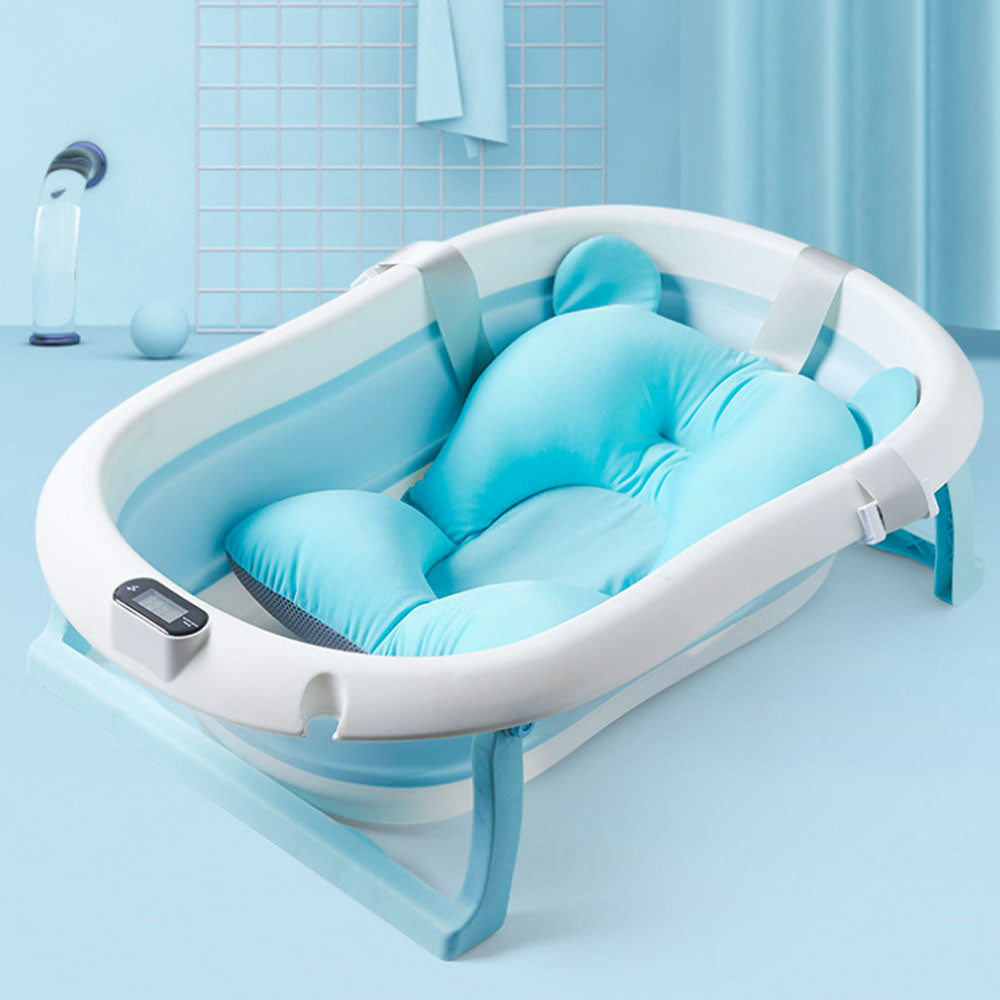 Baby bath tub set with cushions and temperature