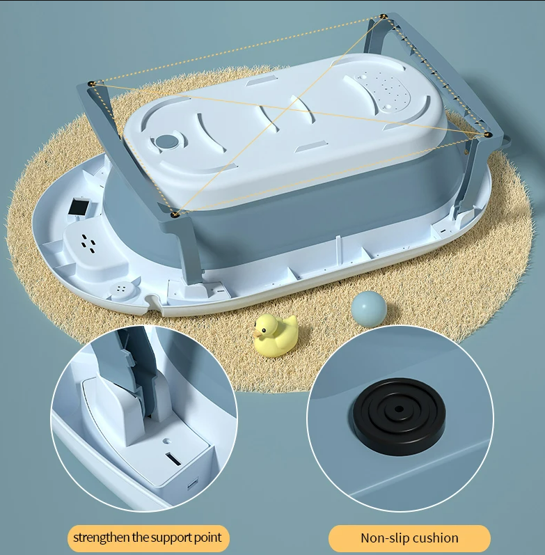 Folding baby bath tub with temperature