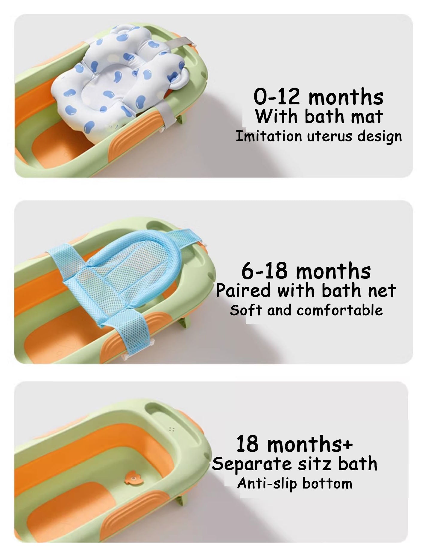 Wireless thermometer folding bath tub