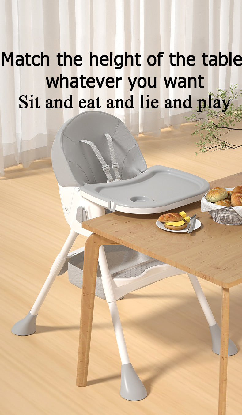 Foldable Adjustable Height Leg Easy Assembled High Chair for Age 6 Months+